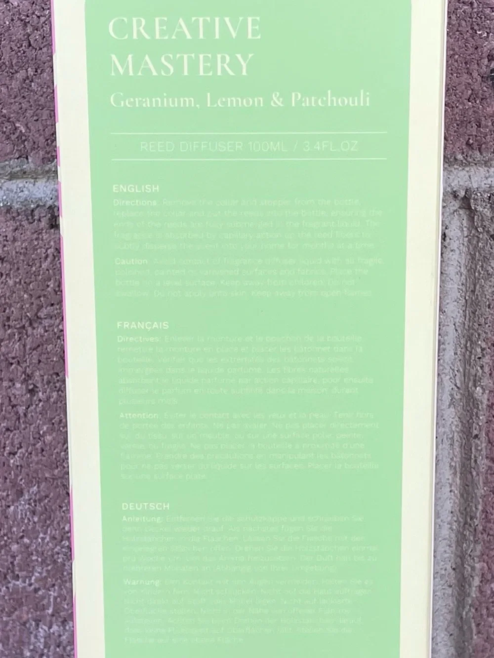 Purity Lab Reed Diffuser  Geranium, Lemon & Patchouli  100ml - Picture 7 of 7